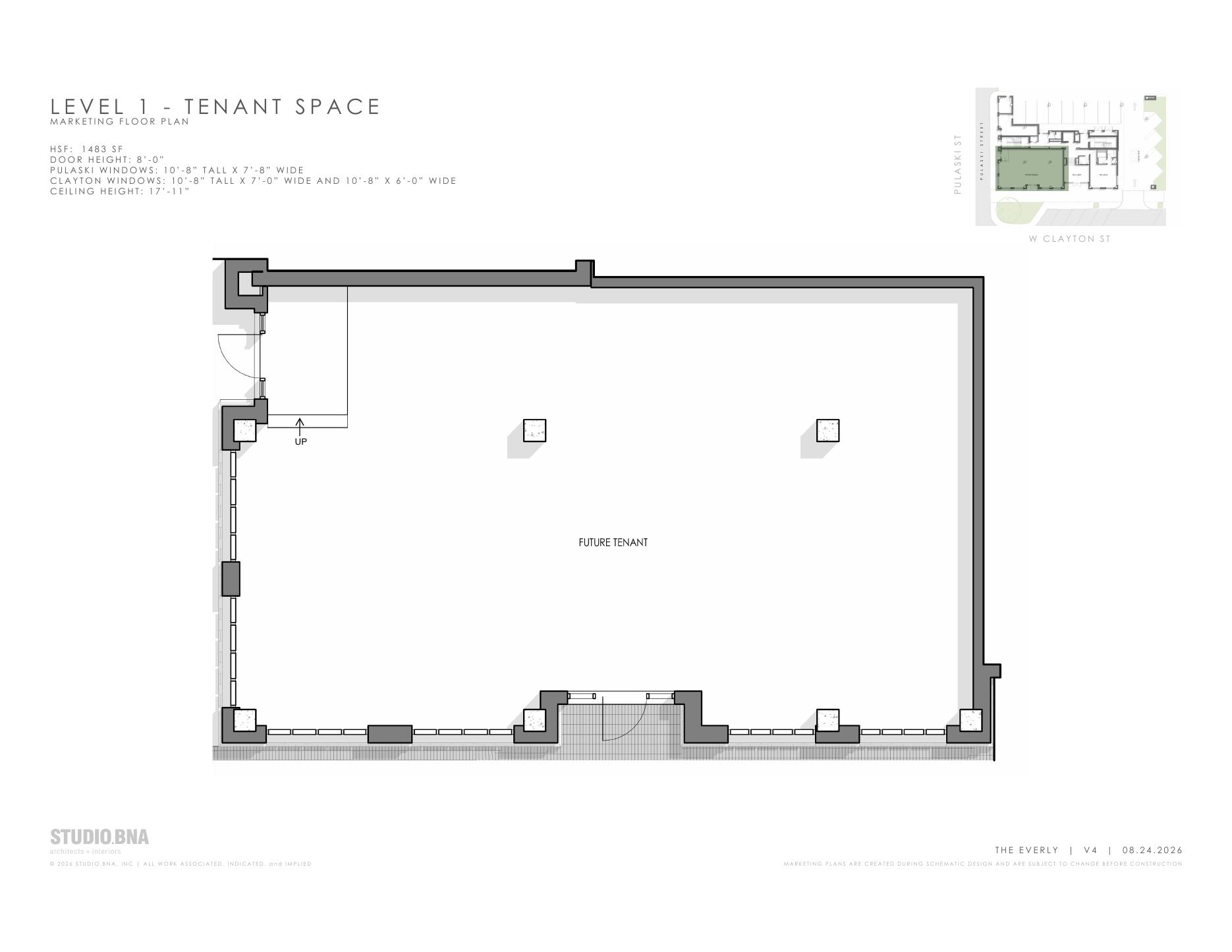 Ground-floor commercial floor plan at The Everly