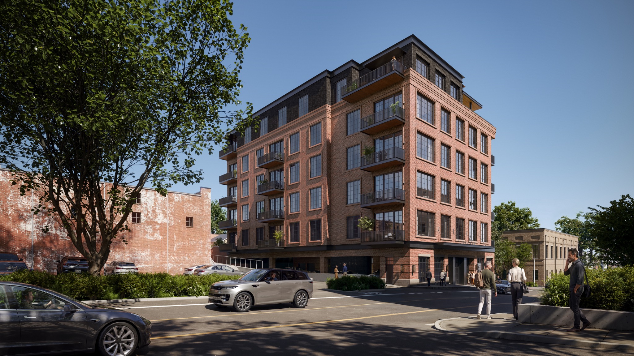 Architectural rendering of The Everly at the corner of West Clayton and Pulaski Streets