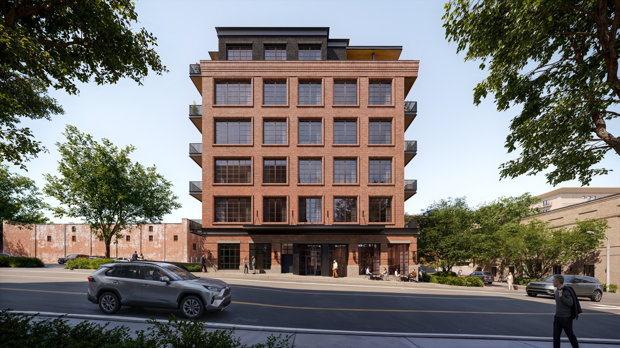 Front elevation of The Everly along West Clayton Street